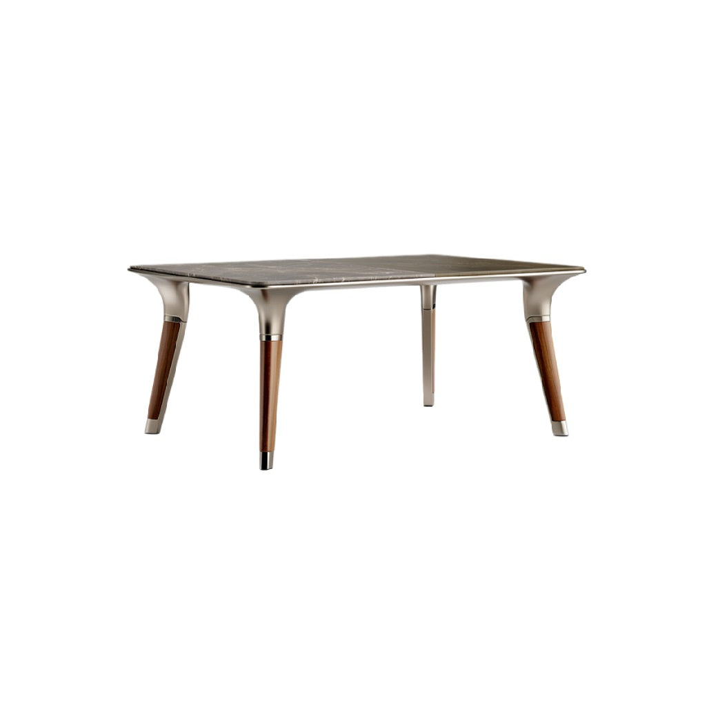 Minimalistisch design tafel met metalen en houten poten