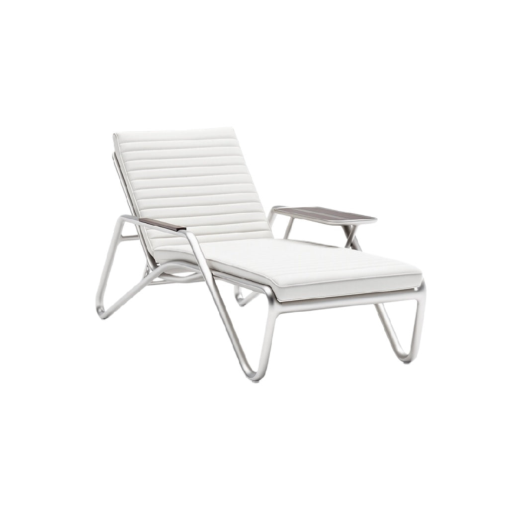 Moderne Ligstoel met Aluminium Frame en Houten Armleuning