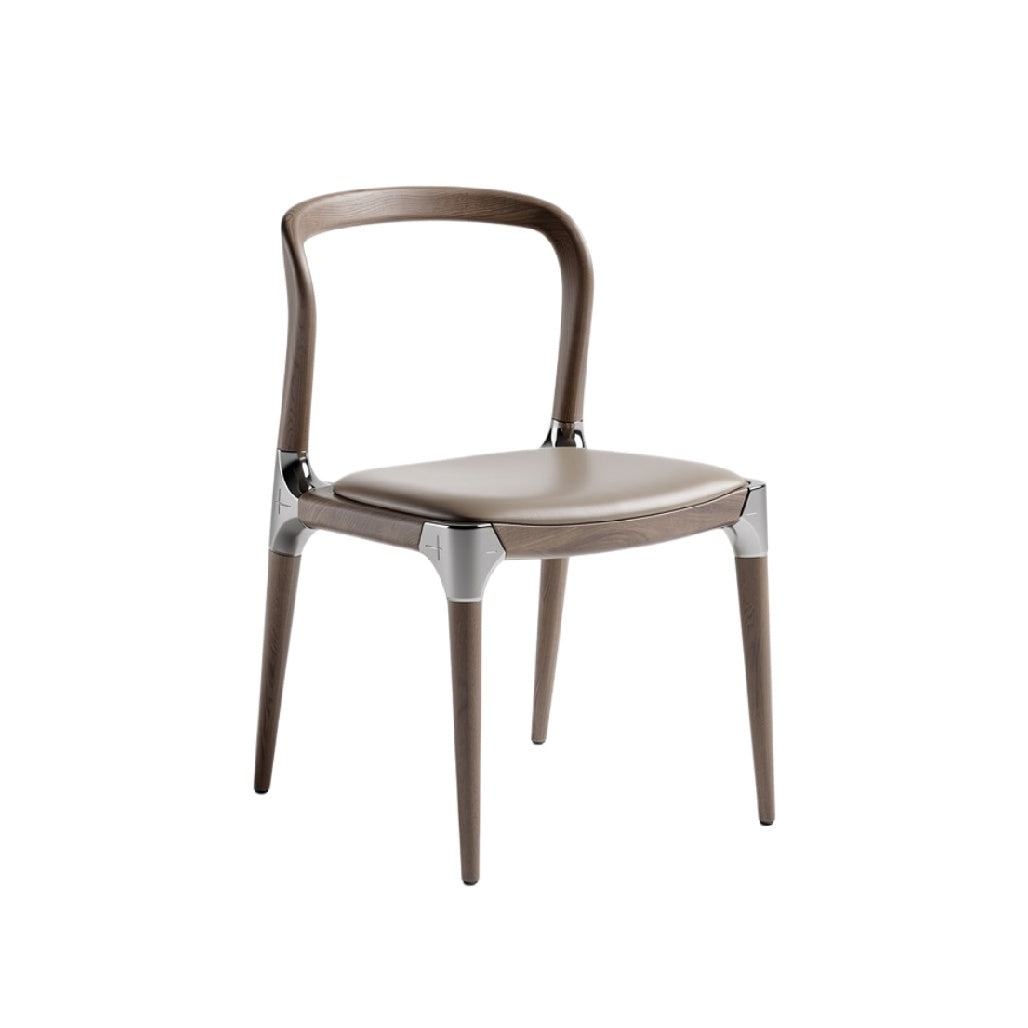 Moderne Houten Stoel met Aluminium Accenten en Ergonomisch Ontwerp