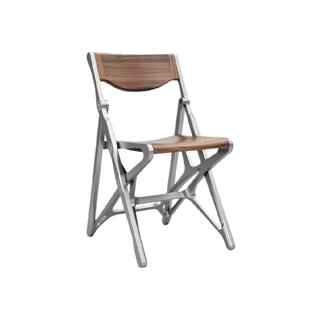 Vouwstoel met houten zitting en aluminium frame